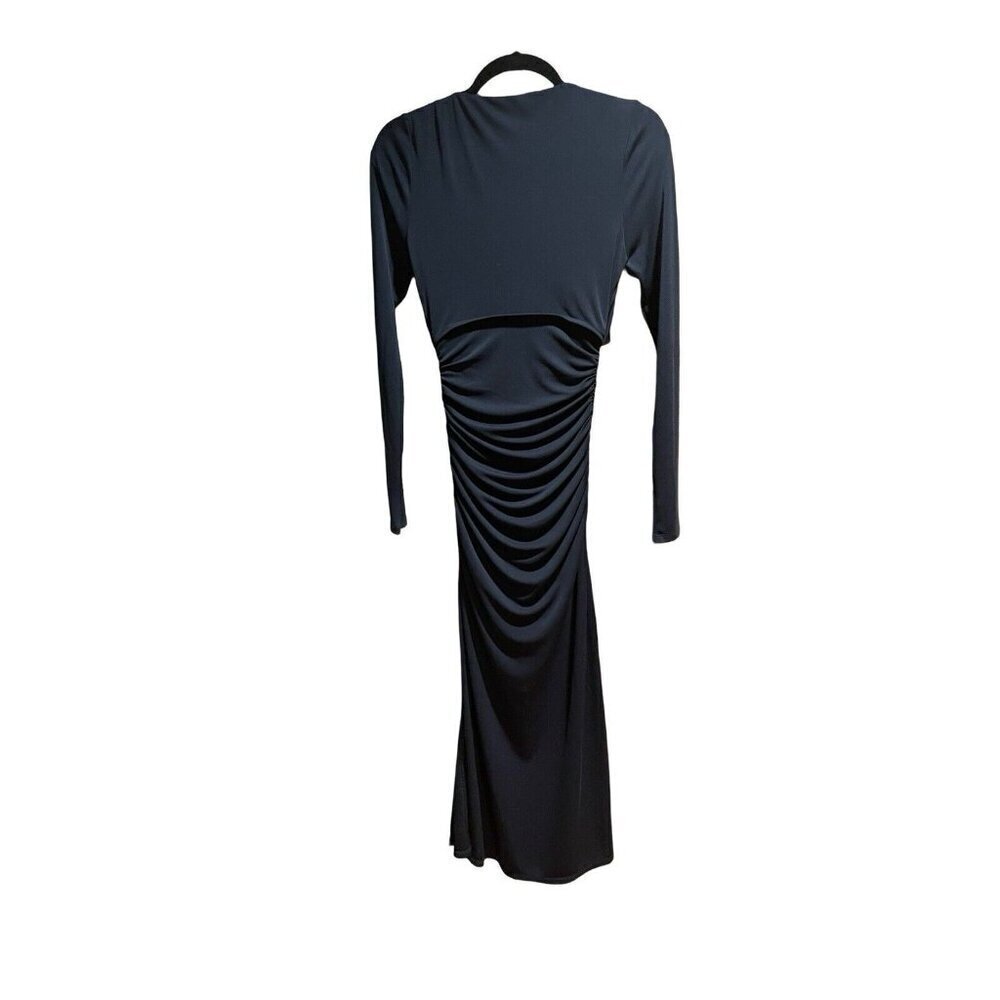 NEW Cinq à Sept Brenna Tie Front Long Sleeve Midi Dress Dark Teal Peacock Size 4 - Picture 11 of 14